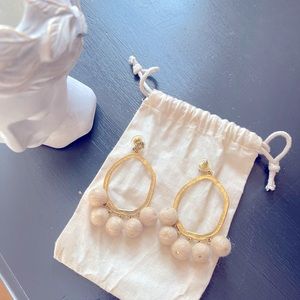 Statement earrings. Hand-felted. Ivory & gold. Like new!